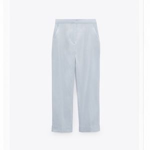 Zara turned up straight leg pants color sky blue size XS NEVER WORN!